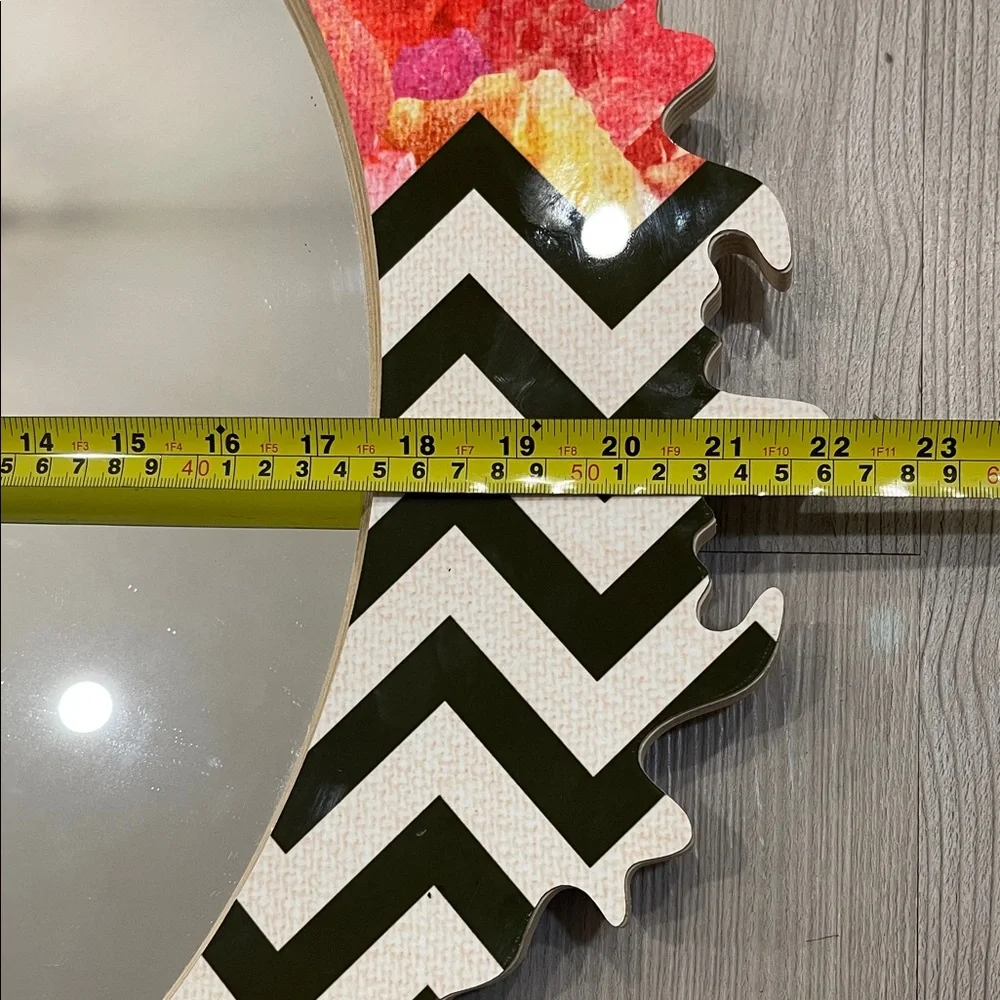 Modern Chevron and Floral Wall Mirror Set